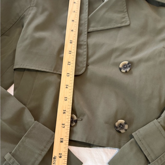Abercrombie Cropped Double-Breasted Trench Coat - Olive EUC 0015 - Picture 5 of 12
